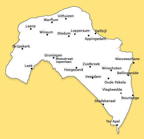 Algemene kaart Groninger Joodse Gemeentes